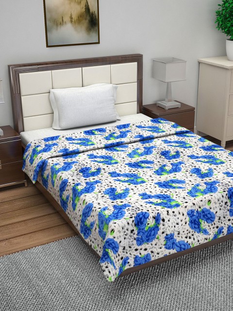 

Divine Casa Blue Floral AC Room 110 GSM Single Bed Quilt