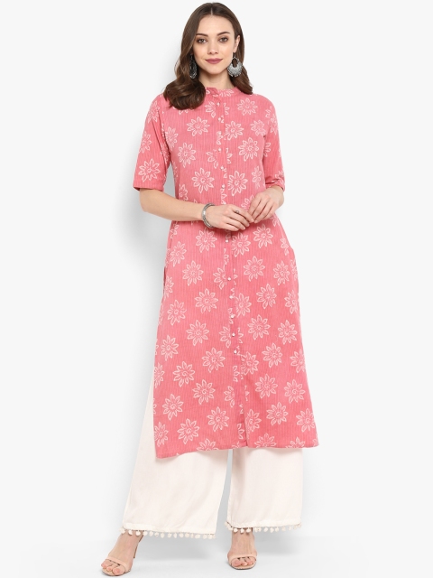 

Meeranshi Women Pink & White Printed Kurta with Palazzos