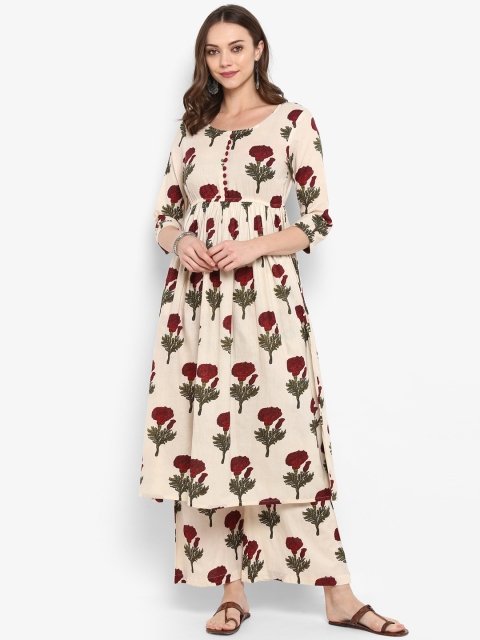 

Meeranshi Women Maroon Printed Kurta with Palazzos