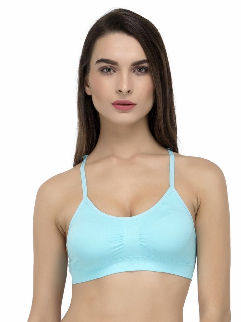

Laceandme Turquoise Blue Solid Non-Wired Lightly Padded Bralette Bra 4379