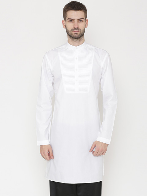 

Dazzio Men White Solid Straight Kurta
