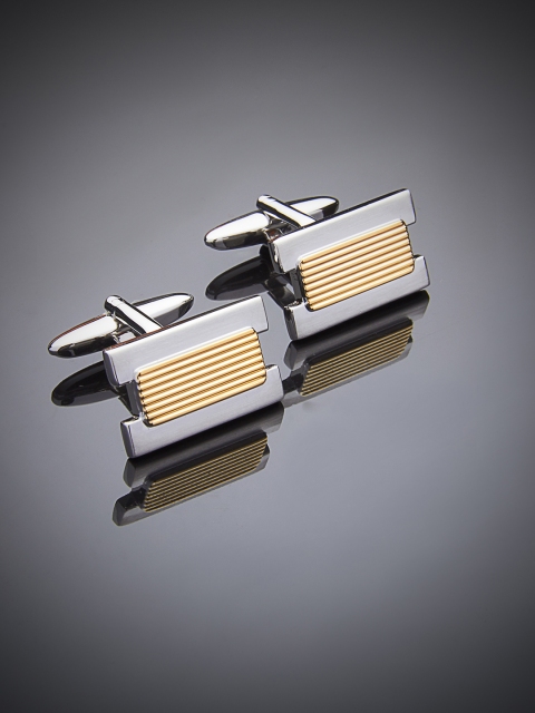 

shaze Silver-Plated Geometric Cufflinks