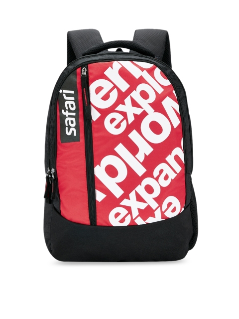 

Safari Unisex Red & Black Typography Print Backpack
