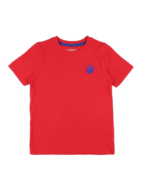 

Pantaloons Junior Boys Red Solid Round Neck Pure Cotton T-shirt