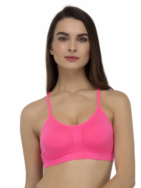 

Laceandme Pink Lace Detail Non-Wired Lightly Padded Bralette Bra 4383