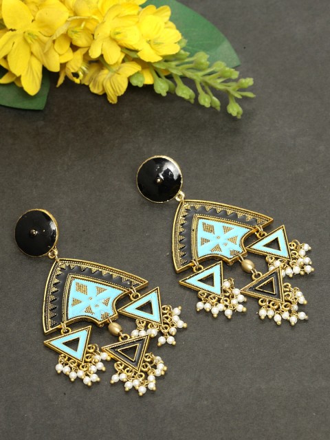 

AKS Gold-Plated & Blue Contemporary Drop Earrings