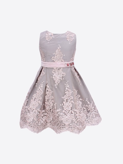 

CUTECUMBER Girls Grey Embellished Fit and Flare Dress