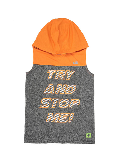 

Pantaloons Junior Boys Orange Printed Hood T-shirt