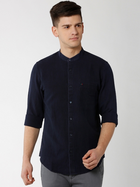 

Peter England Casuals Men Navy Blue Slim Fit Self Design Casual Shirt