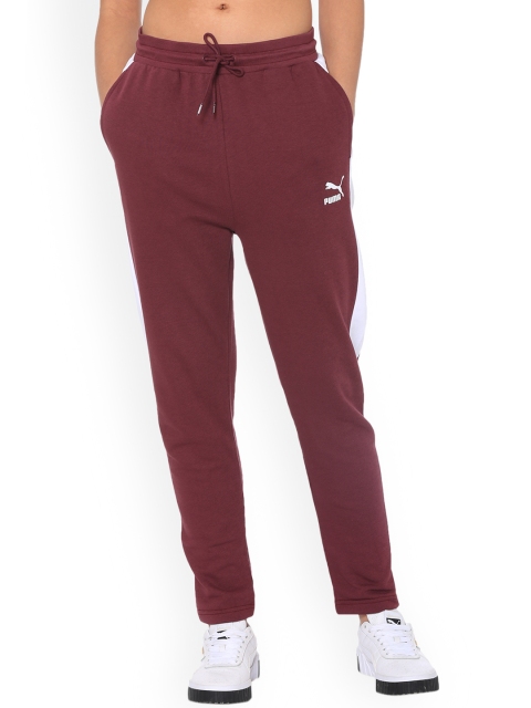 

Puma Women Maroon Solid Straight-Fit Classics T7 Track Pants
