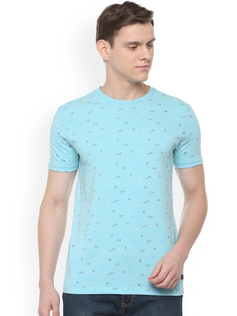 

Solly Jeans Co. Men Blue Printed Round Neck T-shirt