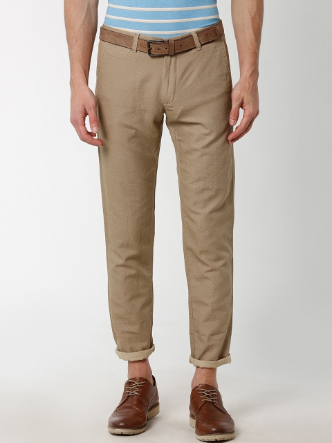 

Peter England Casuals Men Beige Slim Fit Self Design Regular Trousers