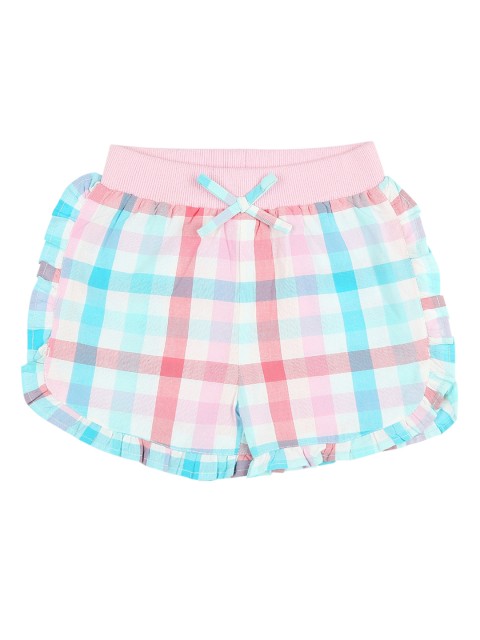 

Pantaloons Baby Girls White & Blue Checked Regular Fit Regular Shorts