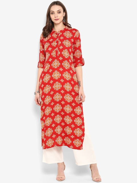

Meeranshi Women Red & White Printed Kurta with Palazzos