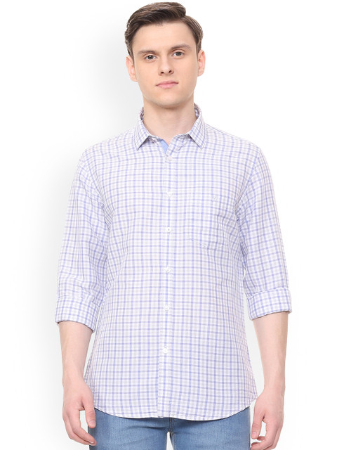 

Van Heusen Sport Men Blue & Off-White Slim Fit Checked Casual Shirt