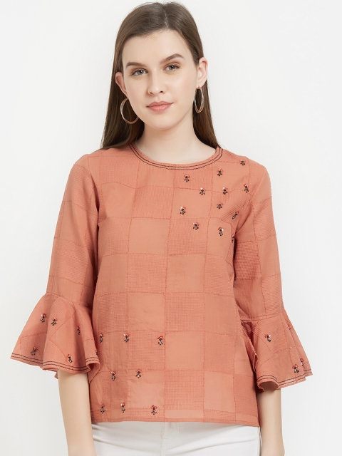 

Soie Women Brown Checked Top