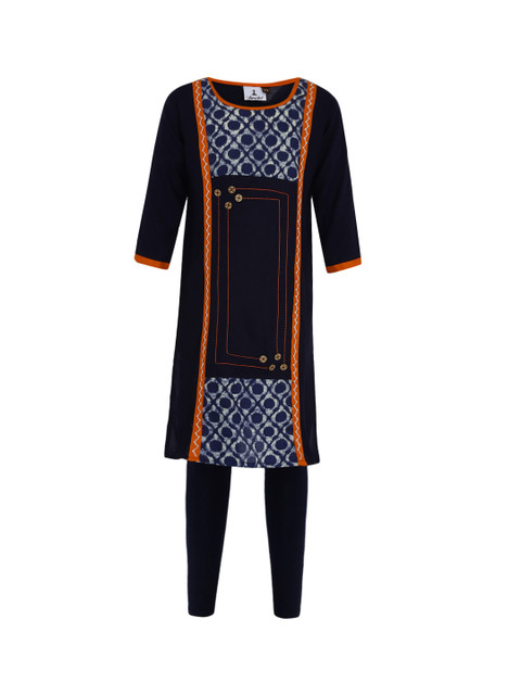 

Aarika Girls Navy Blue Printed Kurta with Trousers