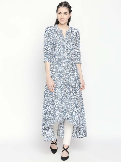 

RANGMANCH BY PANTALOONS Women Blue Printed A-Line Kurta