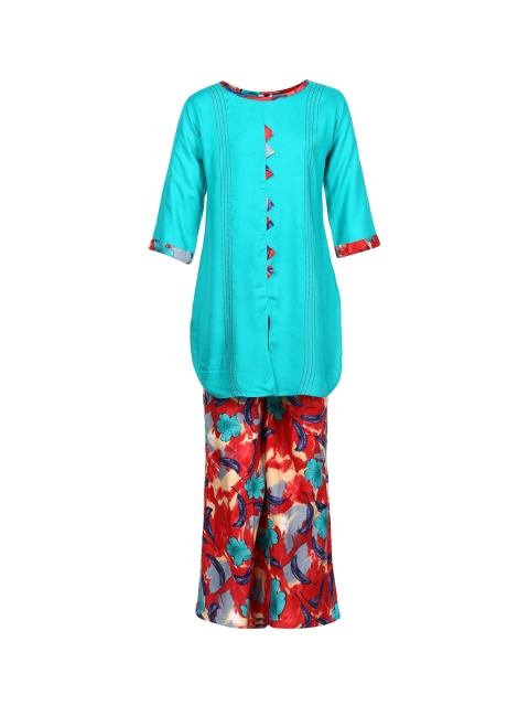 

Aarika Girls Turquoise Blue Solid Kurta with Palazzos