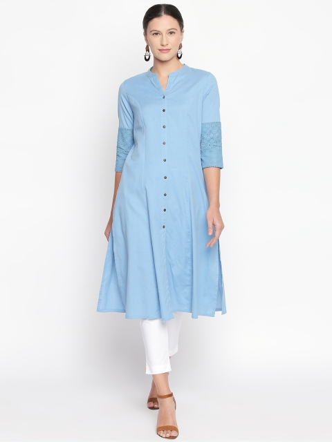 

RANGMANCH BY PANTALOONS Women Blue Solid A-Line Kurta