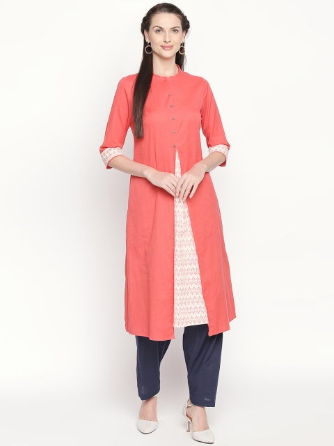 

RANGMANCH BY PANTALOONS Women Coral Printed Straight Kurta