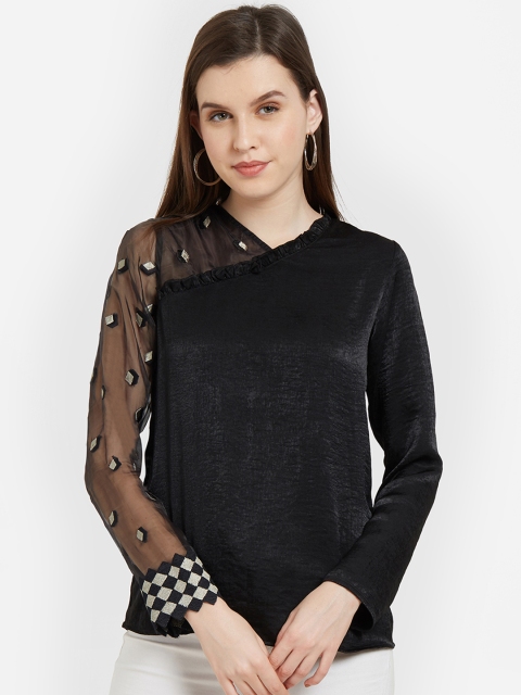 

Soie Women Black Printed A-Line Top