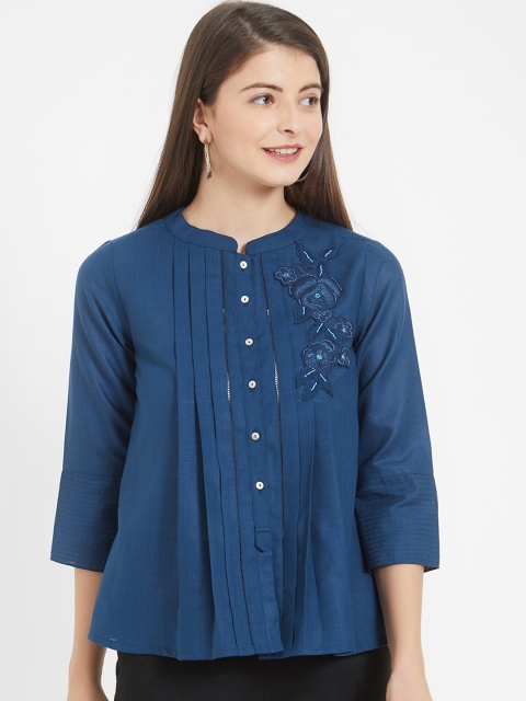

Soie Women Blue Solid A-Line Top