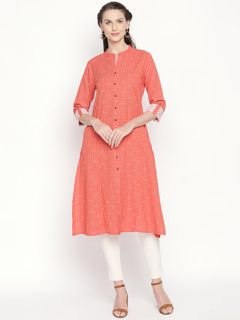 

RANGMANCH BY PANTALOONS Women Coral Printed Straight Kurta