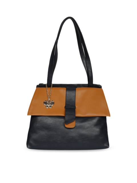 

Butterflies Navy Blue & Brown Colourblocked Shoulder Bag