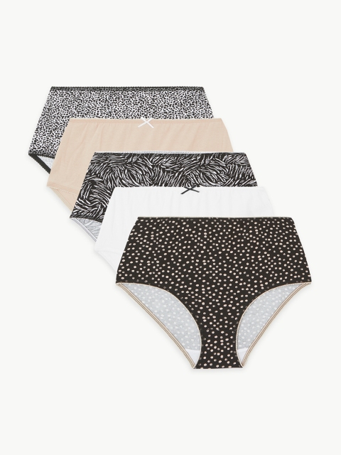 

Marks & Spencer Women Pack of 5 Printed Hipster Briefs T610381FBLACK MIX, Multi