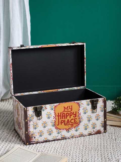 Chumbak Off White & Yellow Printed Desk Organiser