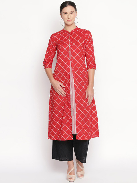 

RANGMANCH BY PANTALOONS Women Red Printed A-Line Kurta