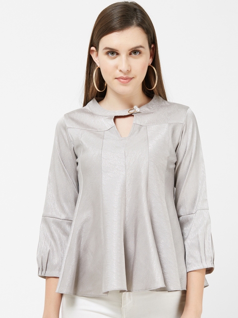 

Soie Women Grey Solid A-Line Top