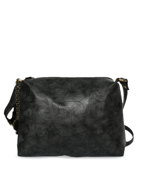 

Butterflies Black Textured Sling Bag
