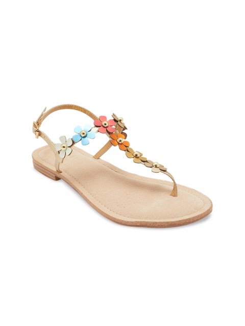 

Wet Blue Women Gold-Toned Solid Open Toe Flats