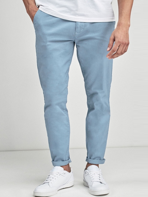

next Men Blue Skinny Fit Solid Regular Trousers