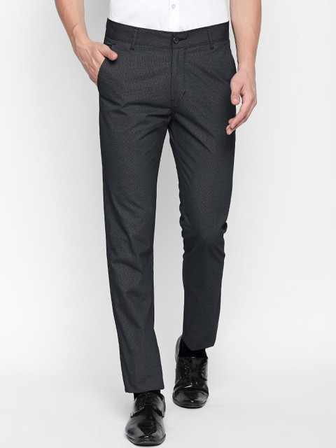 

Hancock Men Charcoal Black Slim Fit Self Design Regular Trousers
