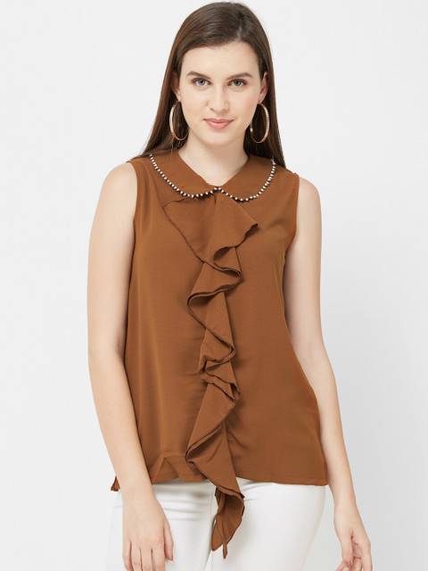 

Soie Women Brown Solid Shirt Style Top