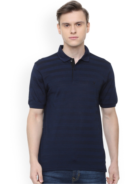 

Allen Solly Men Navy Blue Striped Polo Collar T-shirt