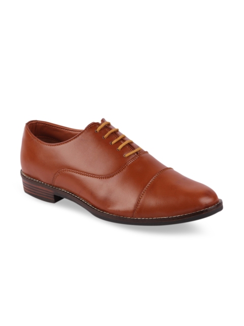 

FAUSTO Men Tan Brown Synthetic Formal Oxfords