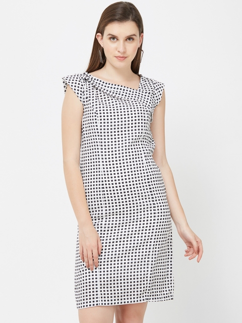 

Soie Women Off-White Printed Sheath Dress