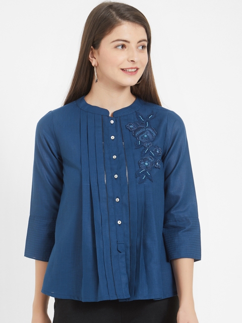 

Soie Women Blue Solid A-Line Top