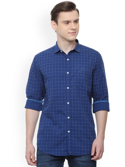 Allen Solly Men Blue Slim Fit Checked Casual Shirt