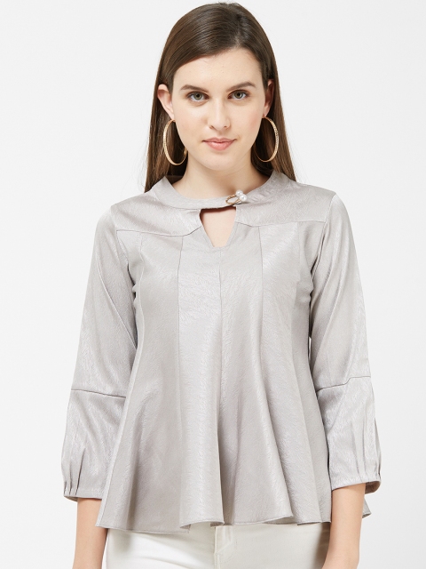 

Soie Women Grey Solid A-Line Top