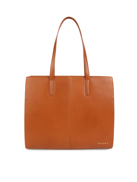 

SHAKA Orange Solid Leather Shoulder Bag, Tan