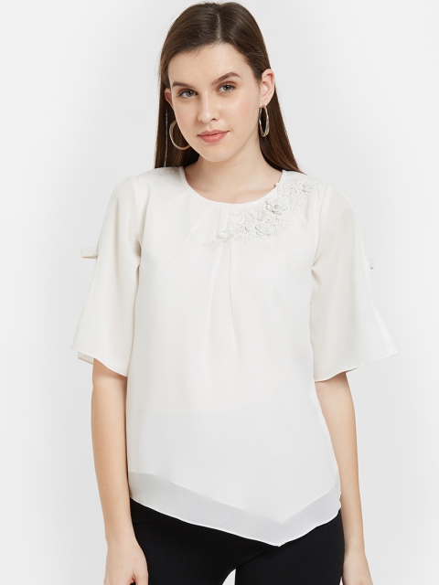 

Soie Women Off-White Embellished Top