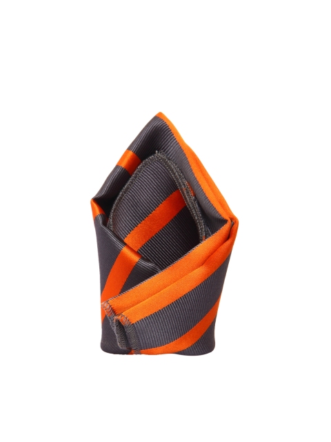 

Tossido Men Orange & Grey Striped Woven Pocket Square