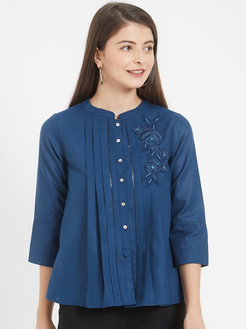 

Soie Women Blue Solid A-Line Top