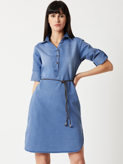 

Miss Chase Women Blue Solid Shirt Dress
