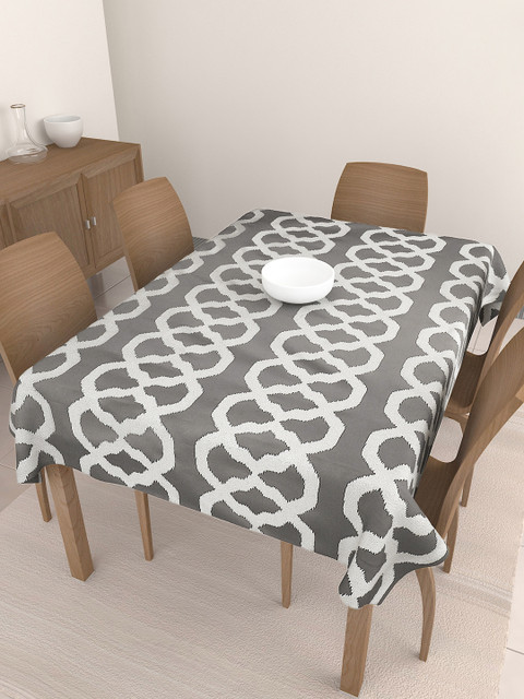 

S9home by Seasons Grey & Silver-Toned Printed Rectangle Table Cover